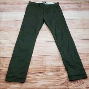 Matchstick Pants Mens 35x31 Green‎ Straight Slim Chino Slacks Japanese Adult